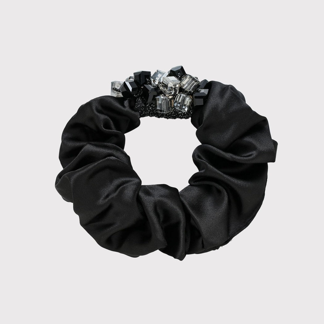 Gifty - Black Sparkly Beaded Accent Scrunchie