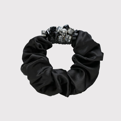 Gifty - Black Sparkly Beaded Accent Scrunchie