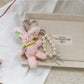 Keypus - Long Ear Rabbit Plush Beaded Chain Bag Charm