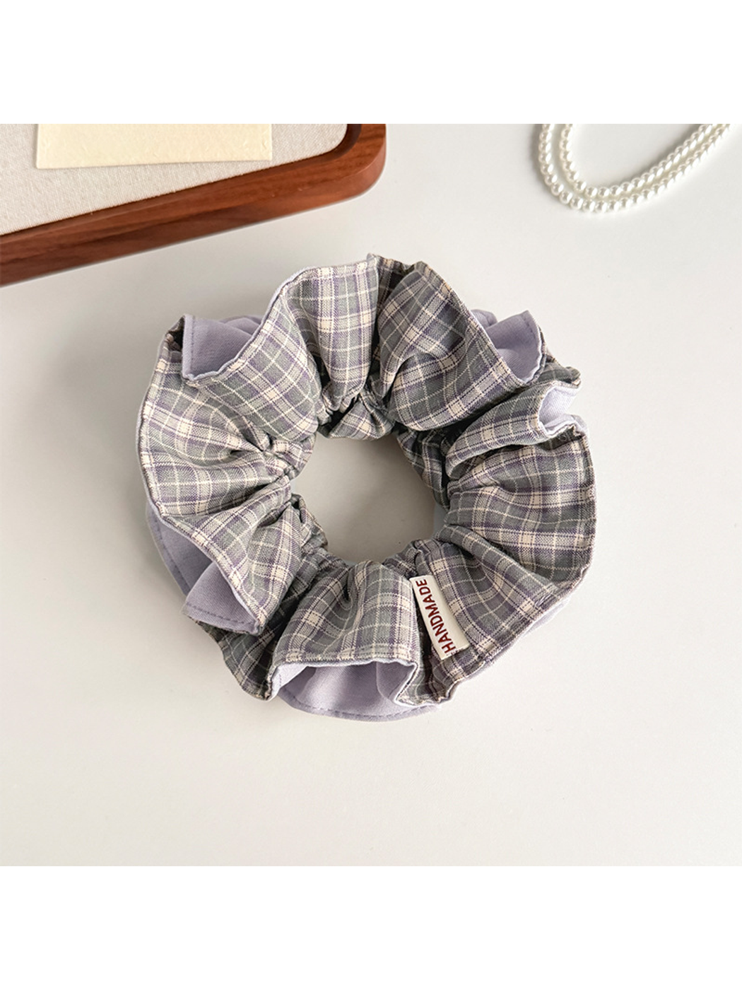 Gifty - Plaid Patchwork Contrast Hair Scrunchie
