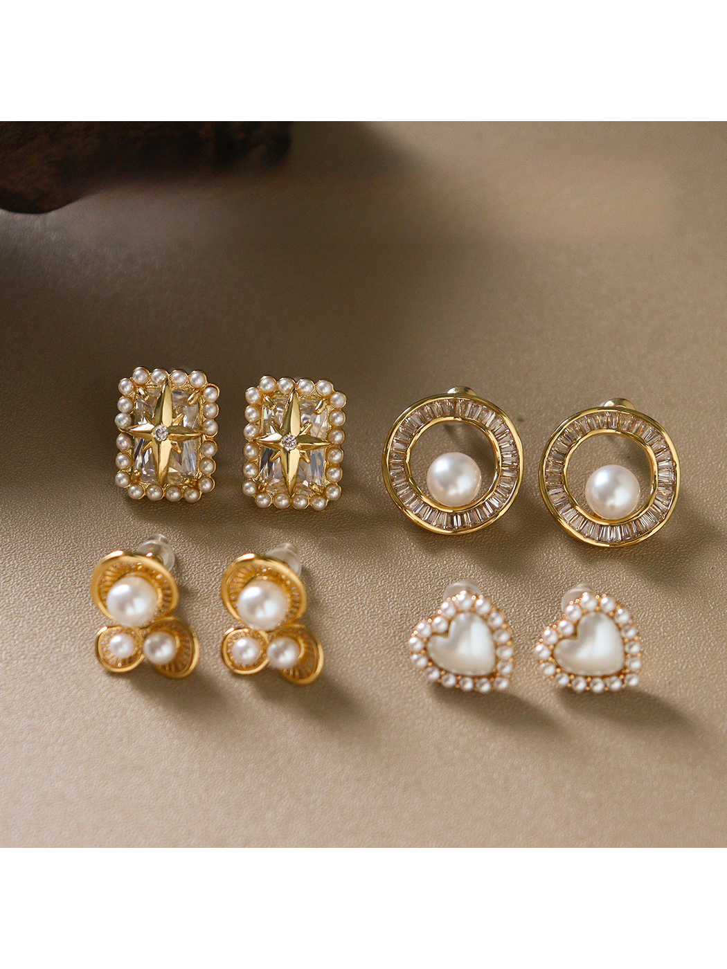 Earedge - Heart Detail Plated Fashion Stud Earrings