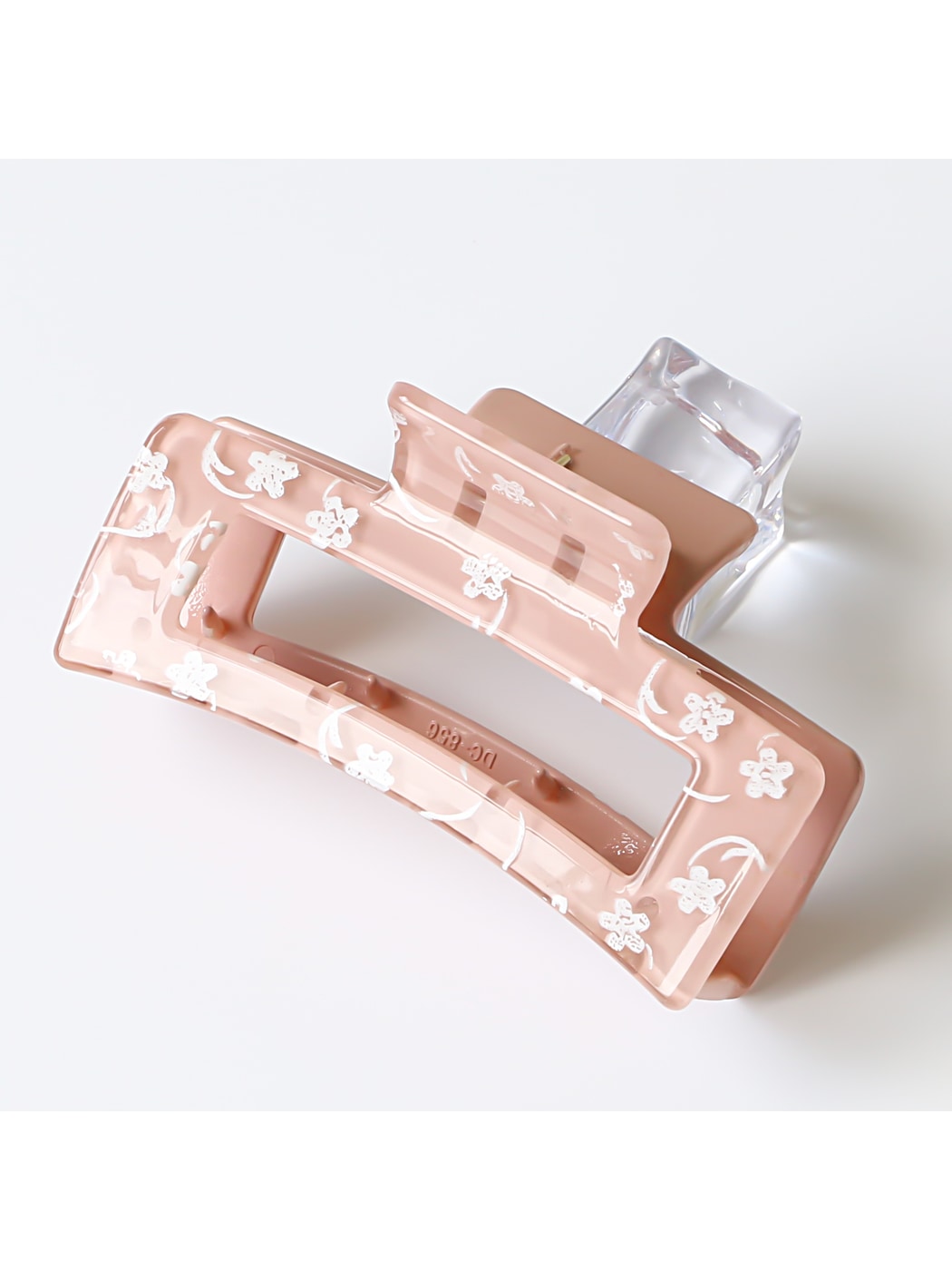 Beau - Square Hollow Floral Print Hair Claw Clip