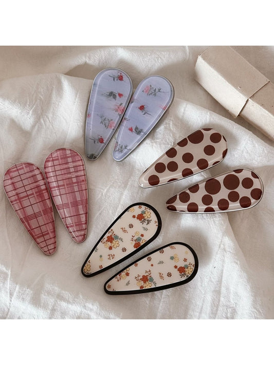 Beau - Printed Teardrop Duckbill Acrylic Hair Clip