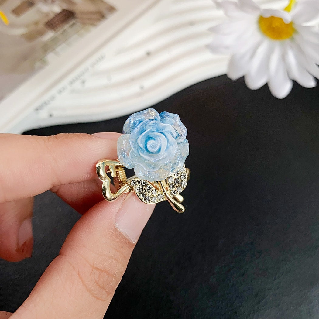Beau - Mini Glitter Rose Design Claw Clip