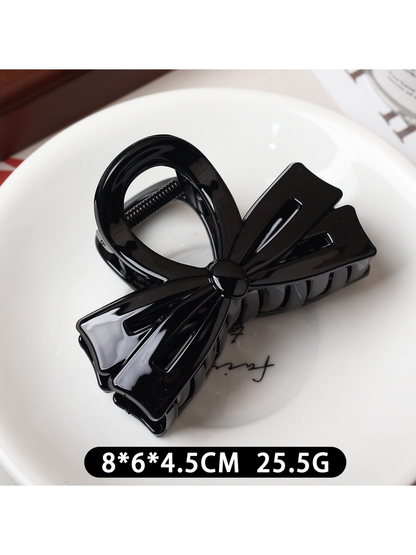 Beau - Medium Bow Accent Plastic Hair Claw Clip