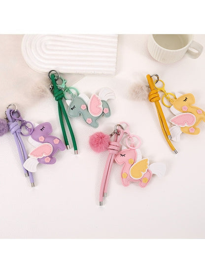 Keypus - Color-Blocked Unicorn-Shaped Charm Keychain