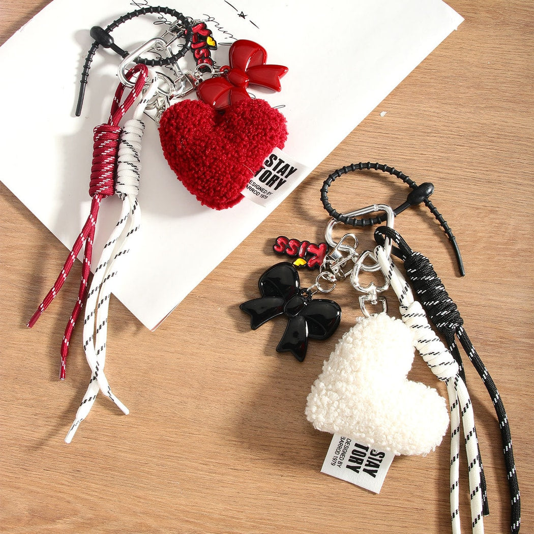 Keypus - Heart Bow Woven Cord Bag Charm Keychain
