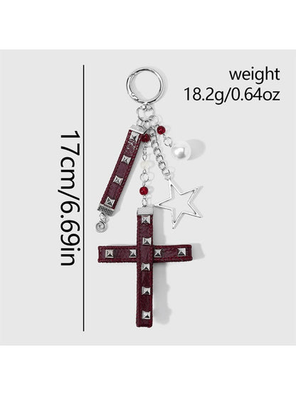 Keypus - Retro Studded Cross Star Music Note Keychain
