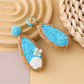 Earedge - Rose Detail Teardrop Dangle Earrings