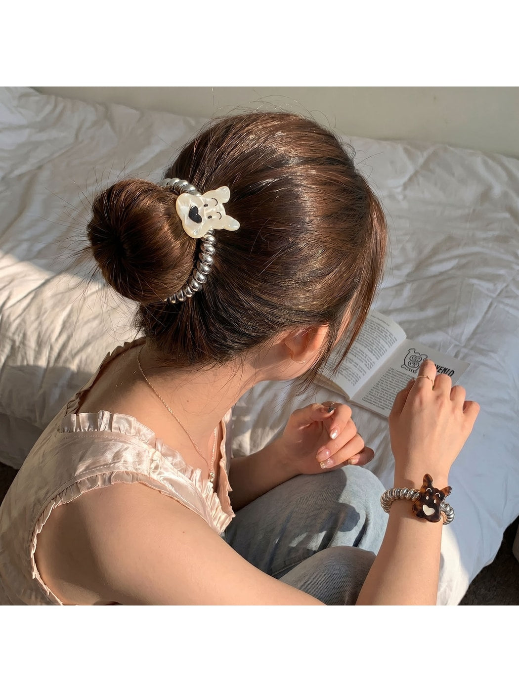 Gifty - Cute Dog Charm Telephone Cord Spiral Hair Tie