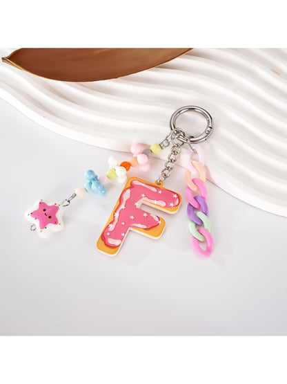 Keypus - Acrylic Letter Star Bead Chain Detail Keychain