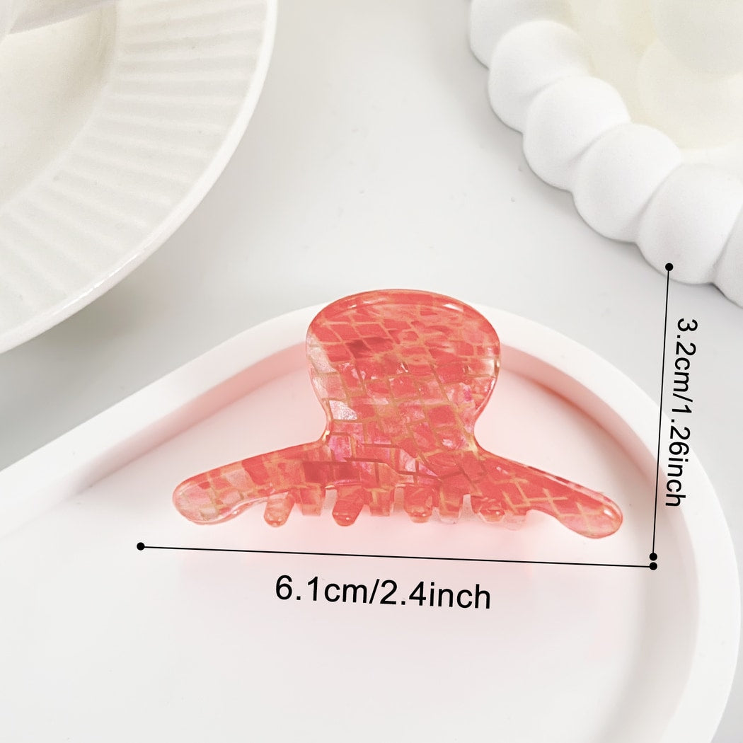 Beau - Solid Color Grid Texture Claw Clip