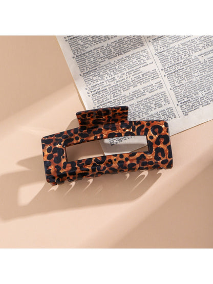 Beau - Retro Leopard Print Square Claw Clip