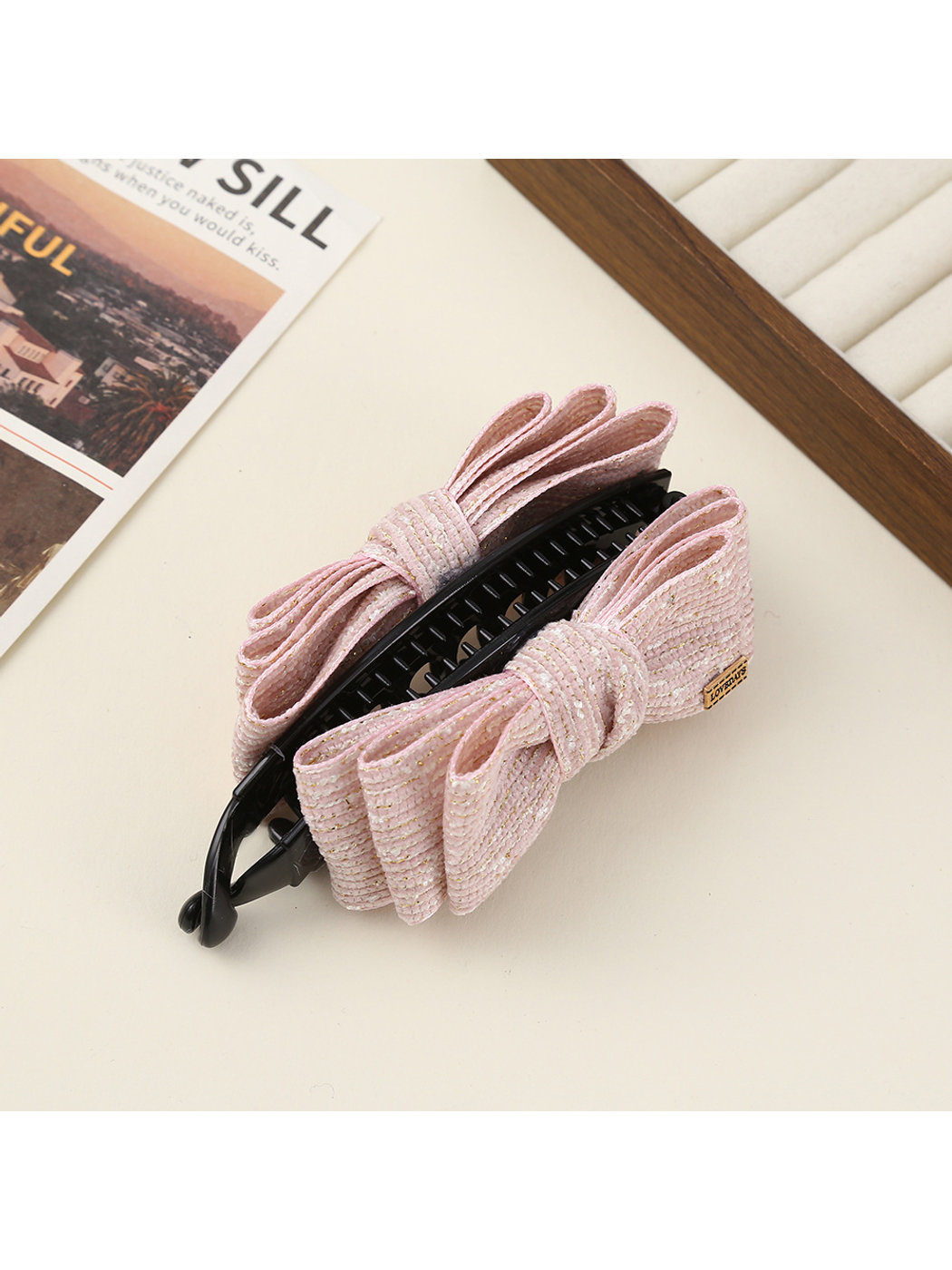Beau - Delicate Bow Detail Curved banana Clip