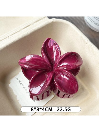 Beau - Marbled Flower Accent Large Plastic Claw Clip