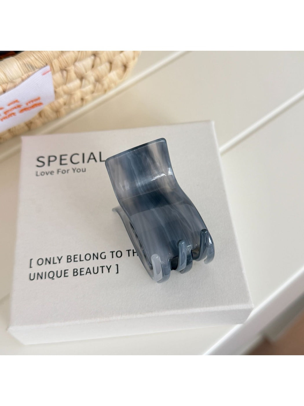 Beau - Marbled Acetate Rectangular Claw Clip