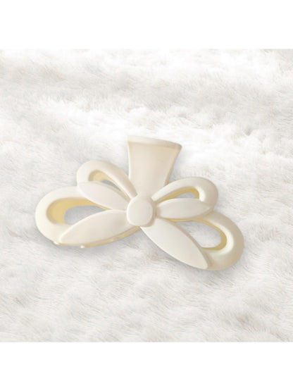 Beau - Matte Bow Design Plastic Alloy Claw Clip