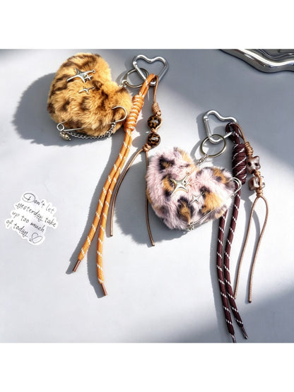 Keypus - Y2K Plush Heart Star Detail Bag Charm Keychain