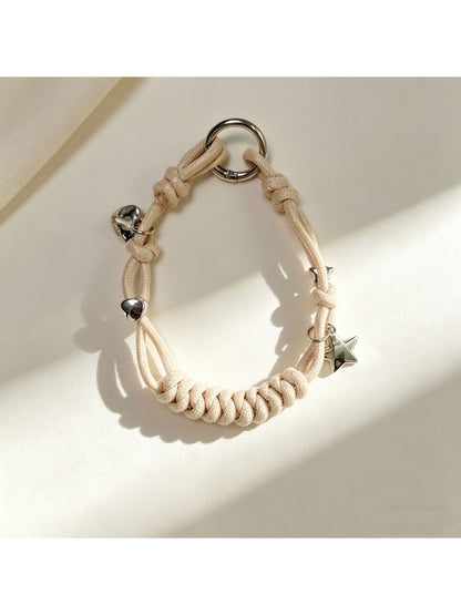 Keypus - Star Detail Woven Phone Strap Alloy Keychain