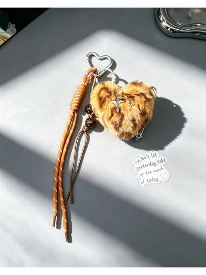 Keypus - Y2K Plush Heart Star Detail Bag Charm Keychain