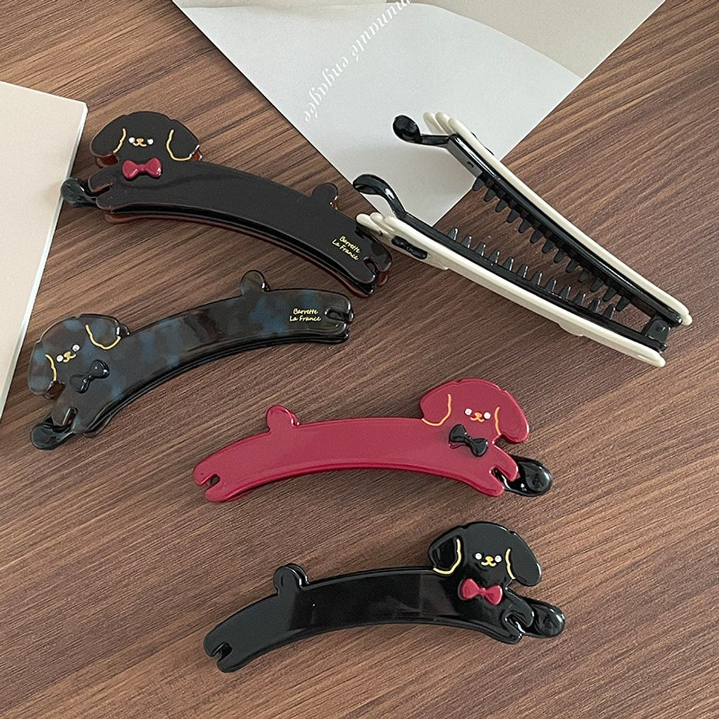 Beau - Playful Puppy Shape Curved Banana Clip