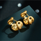 Earedge - Pig Nose Accent Alloy Rhinestones Hoop Earrings