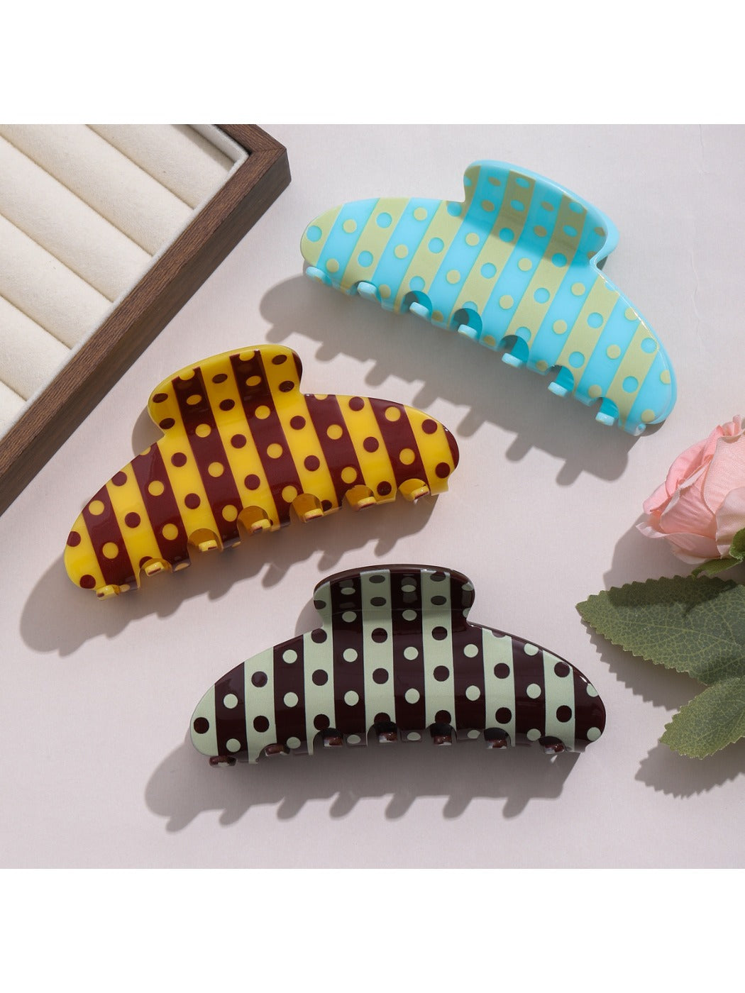 Beau - Retro Striped & Polka Dot Claw Clip