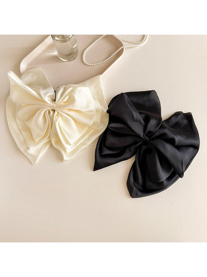Beau - Layered Bow Polyester Claw Clip