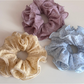 Gifty - Polka Dot Ruffle Trim Fabric Scrunchie
