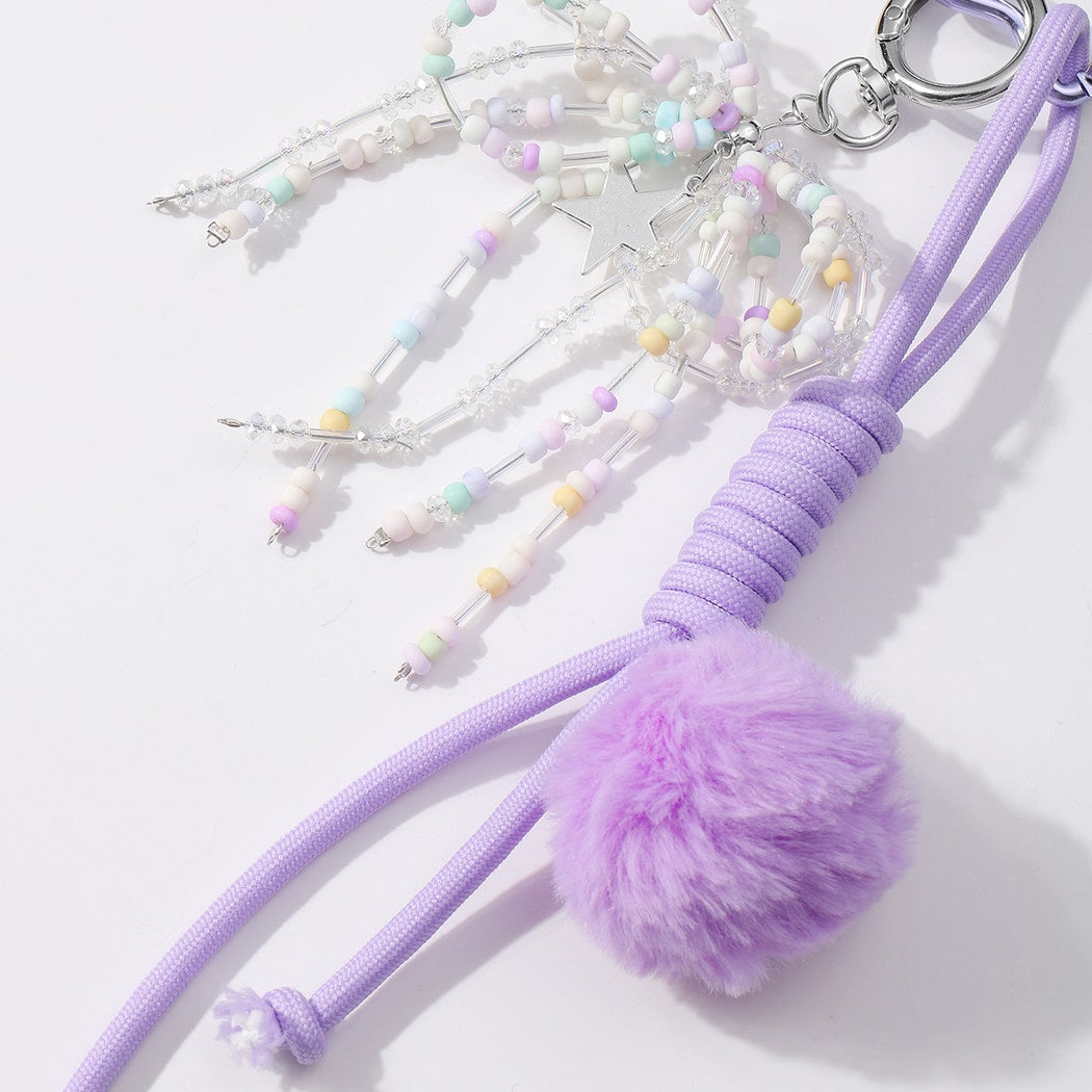 Keypus - Purple Beaded Bow Cord Keychain