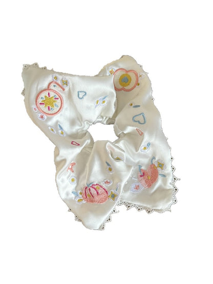 Gifty - Embroidered Satin-Look Polyester Scrunchie
