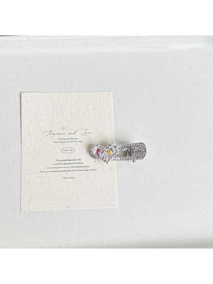 Beau - Flower Heart Duckbill Side Hair Clip