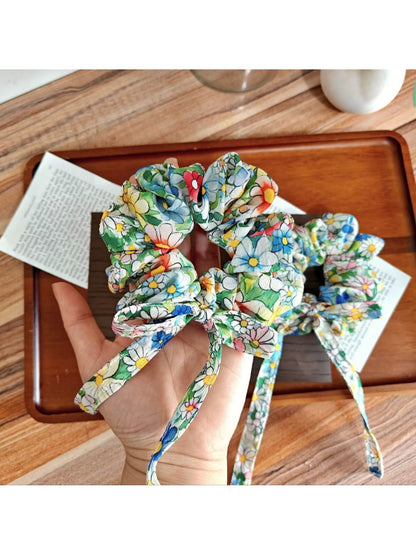 Gifty - Sweet Floral Print Fabric Ponytail Scrunchie