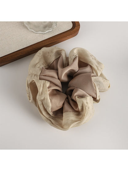 Gifty - Mesh Satin Jacquard Texture Patchwork Scrunchie