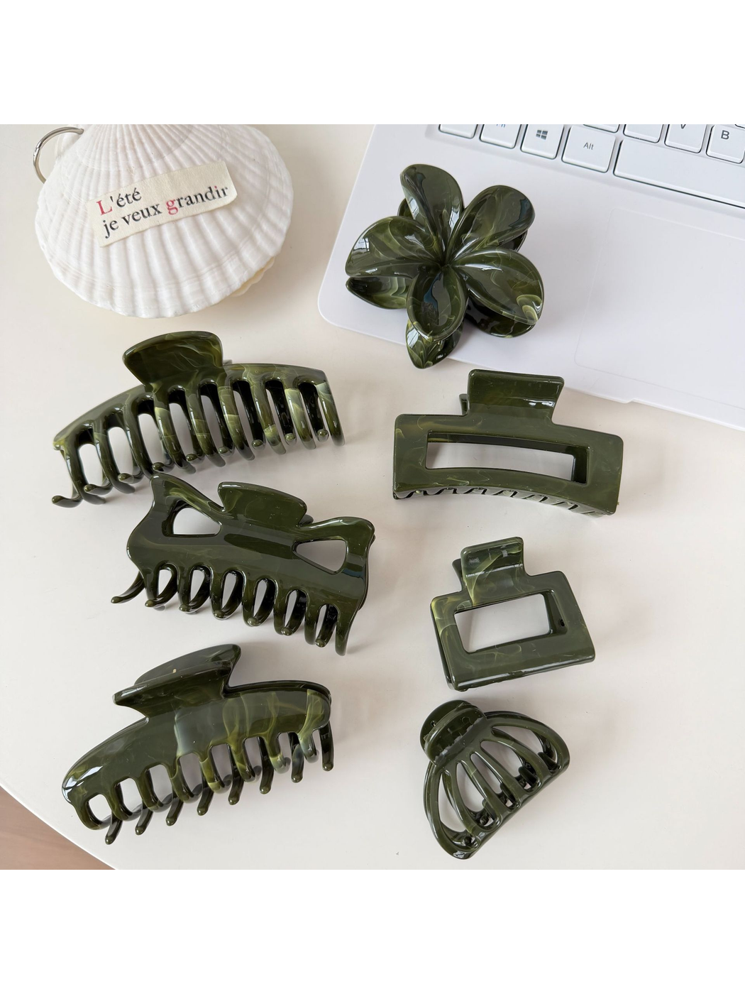 Beau - Marbled Gloss Finish Shape Hair Clip