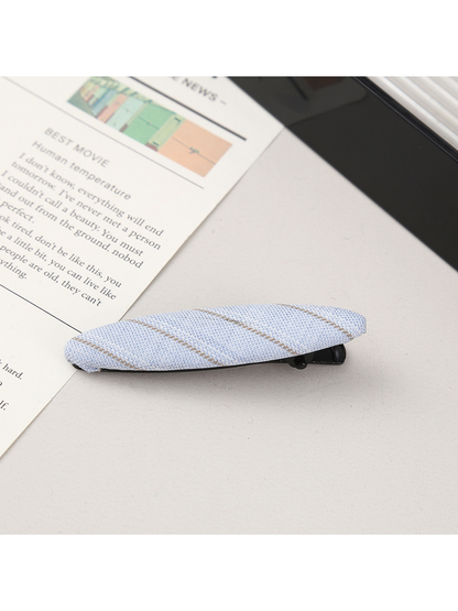 Beau - Plaid Fabric Oval Side Bangs Hair Clip