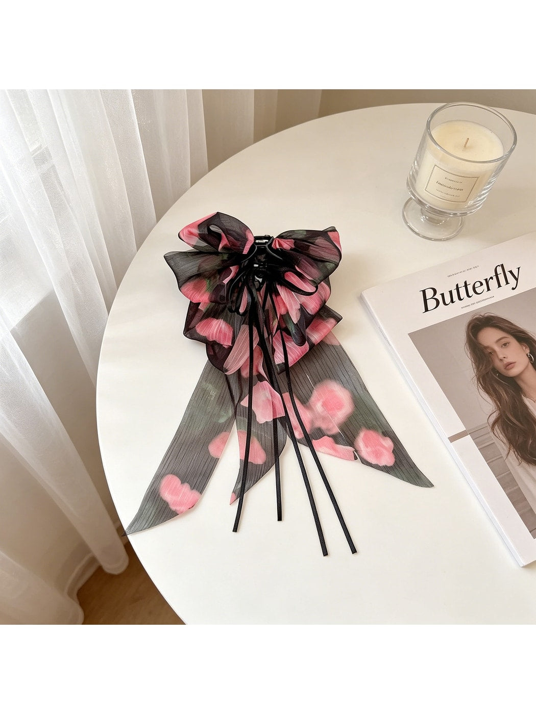 Beau - Printed Bow Ribbon Women's Claw Hair Clip