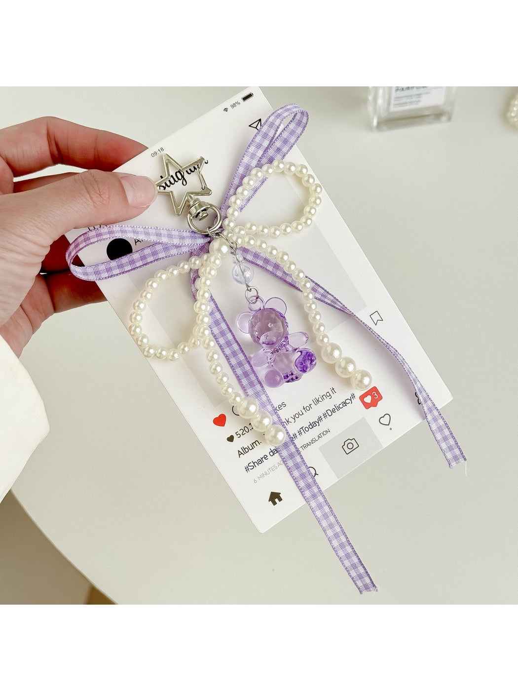 Keypus - Sweet Style Bear Phone Strap Beaded Keychain