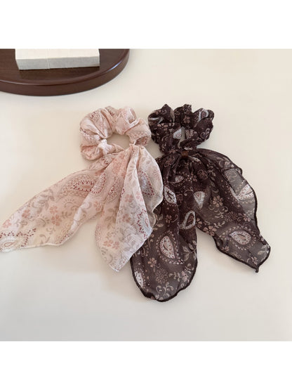 Gifty - Paisley Ribbon Tail Polyester Scrunchie