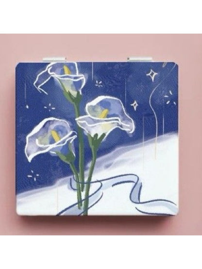 Mirroray - Floral Print Square Compact Mirror