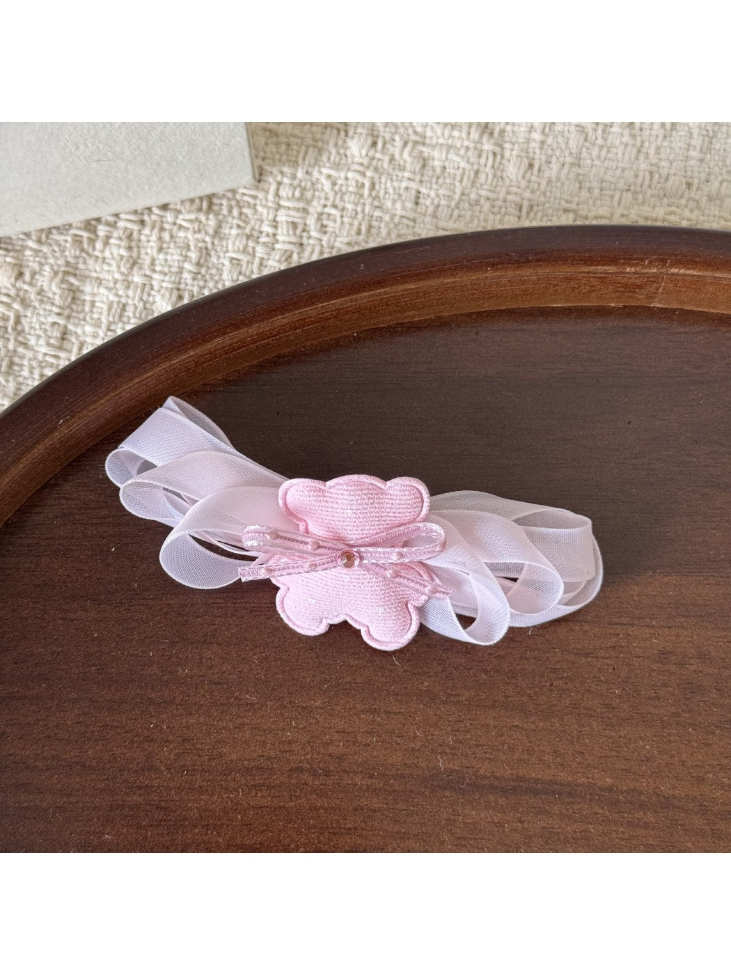 Beau - Layered Mesh Bow Bear Side Bangs Hair Clip