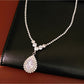 Nozari - Rhinestone Water Drop Necklace and Earrings Set