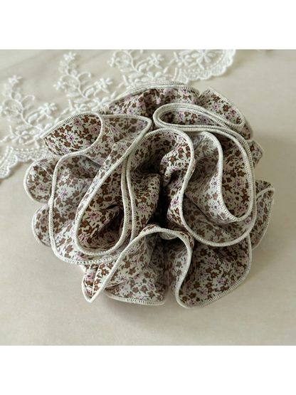 Gifty - Floral Trim Layered Ruffle Hair Scrunchie