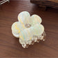 Beau - Striped Acetate Look Flower Claw Clip