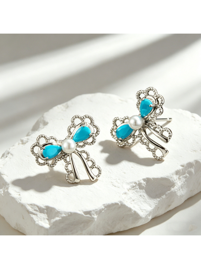 Earedge - Vintage Bow Teardrop Stud Earrings