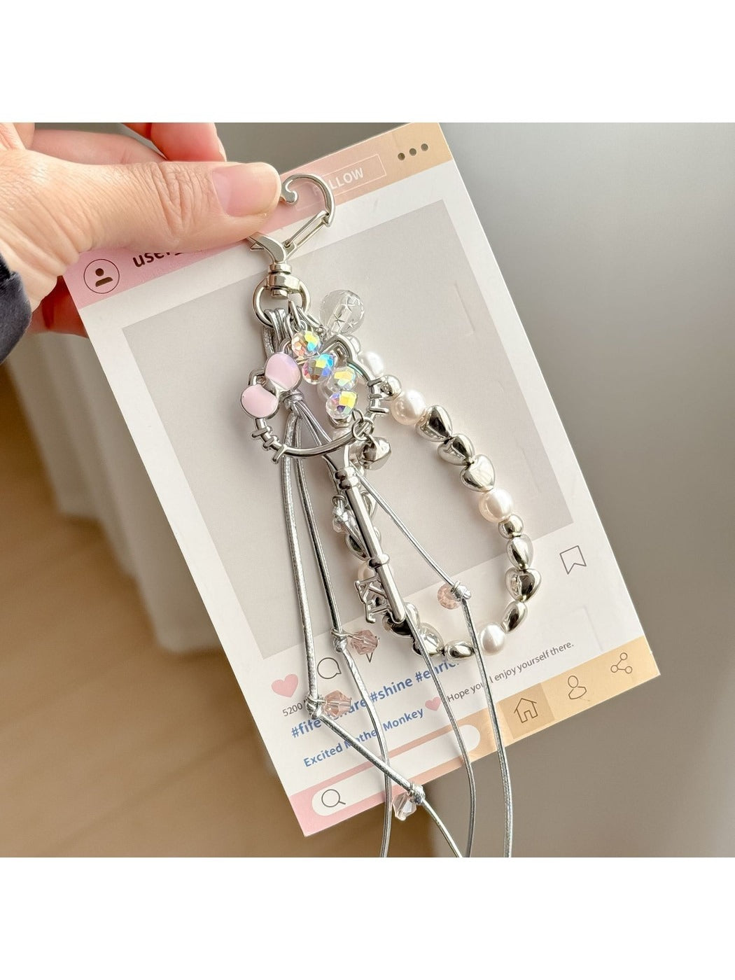 Keypus - Alloy Beaded Sweet Style Bag Charm Keychain
