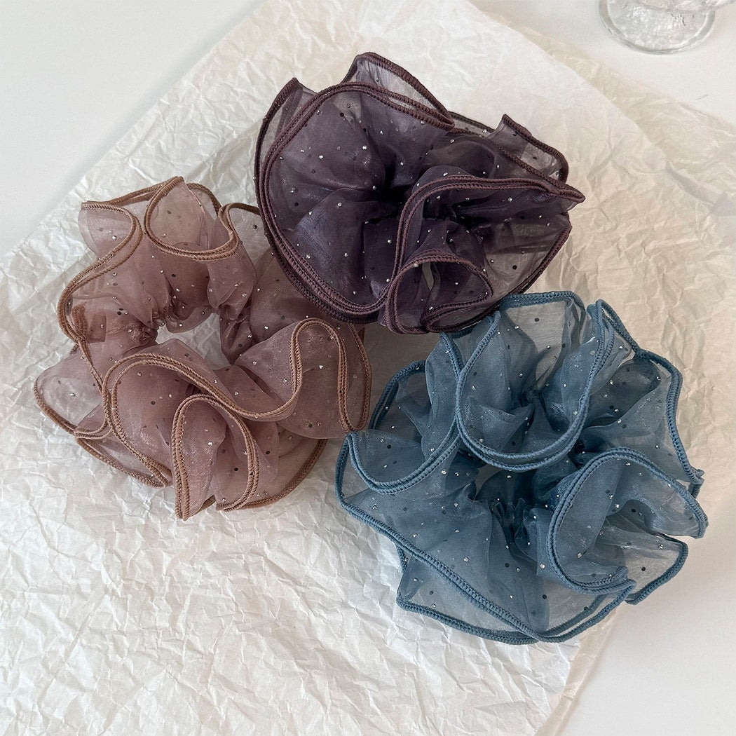 Gifty - Ruffled Mesh Polyester Decorative Scrunchie
