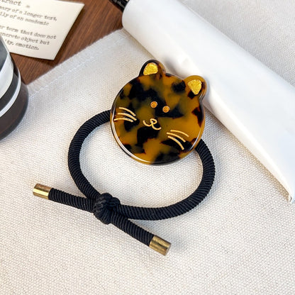 Gifty - Round Disc Cat Motif High Elasticity Hair Tie