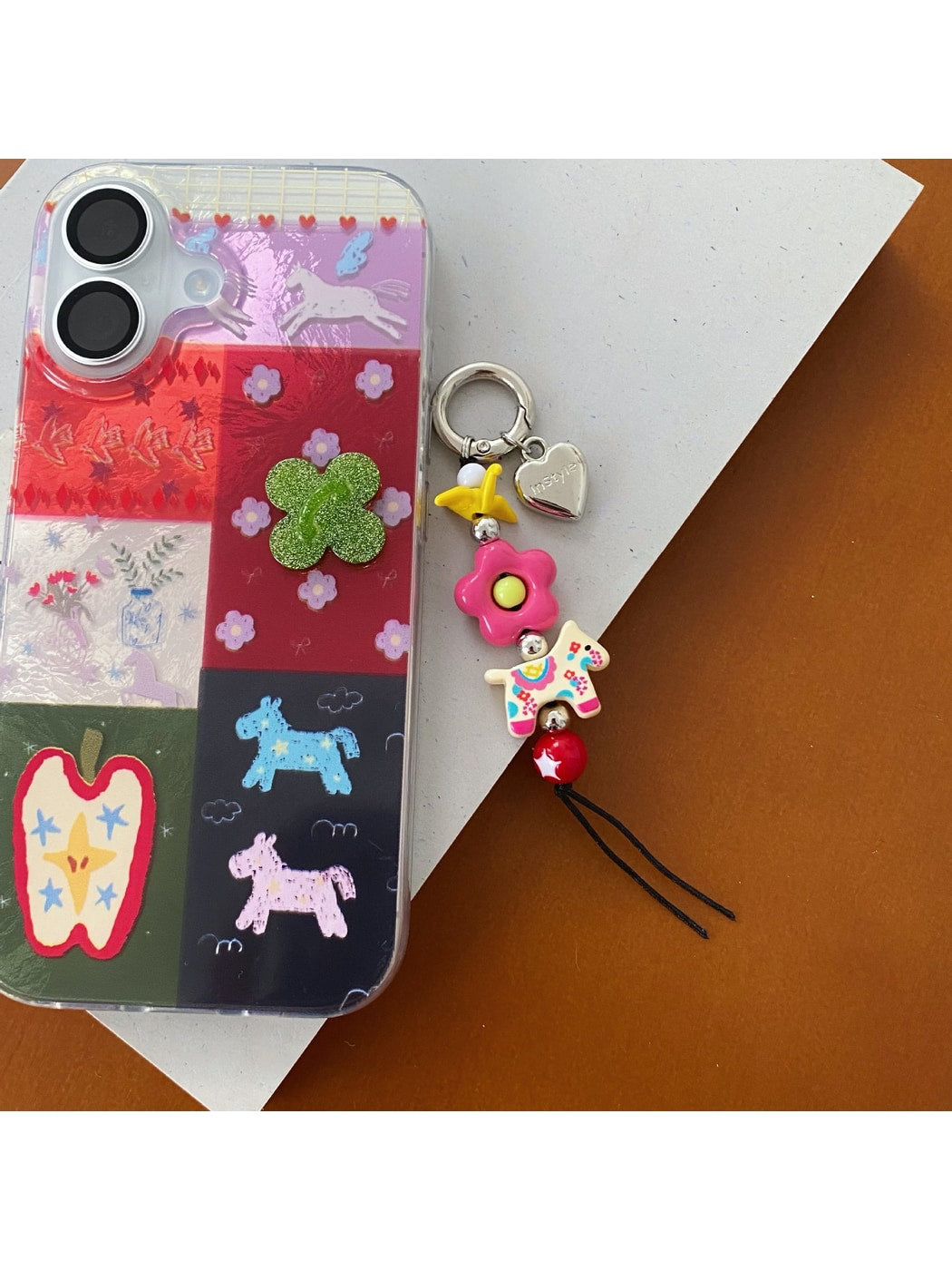 Keypus - Vintage Style Pony Flower Bag Charm Keychain