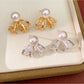 Earedge - Bow Stud Earrings with Round Accent Earrings
